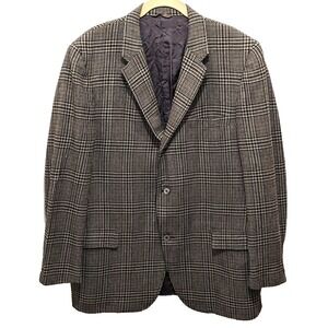 VTG Kenny Hicks CASHMERE Mens Blazer Sz 48 Brown Plaid  Boardroom